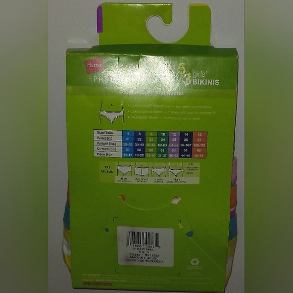 NWT~Hane's~Girls Cotton 5 Pack Premium Bikini Panties~Size 10 - Picture 4 of 6